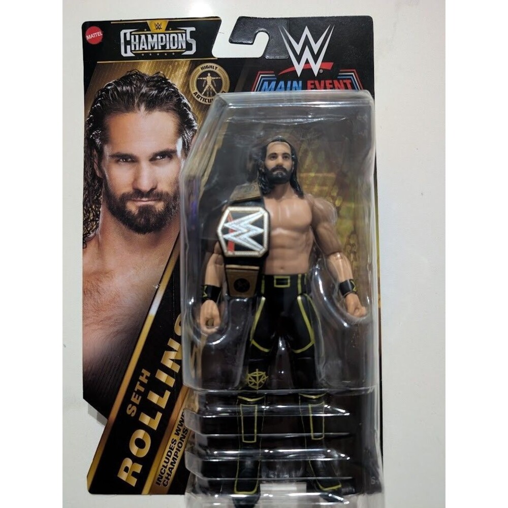 WWE Wrestling Main Event Series Champions Seth Rollins Action Figure Title Belt